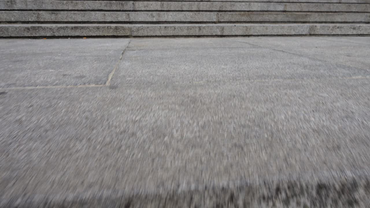 Salita sui gradini della Cattedrale dell'Almudena, Madrid. Riprese in movimento