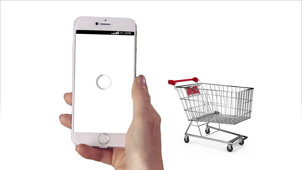 여성이 드폰으로 온라인에서 쇼핑을 합니다.