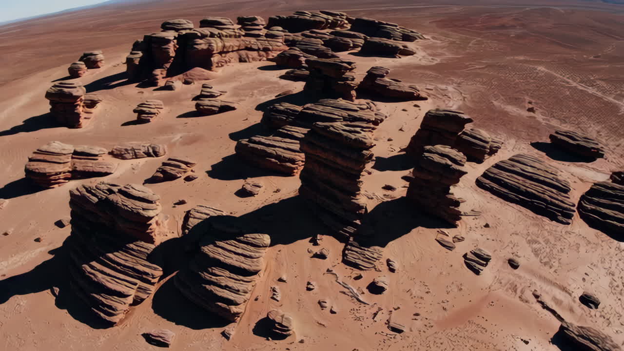 Aerial View of Stunning Rock Formations in a Desert Landscape