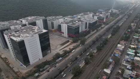 aerial video of corporate building