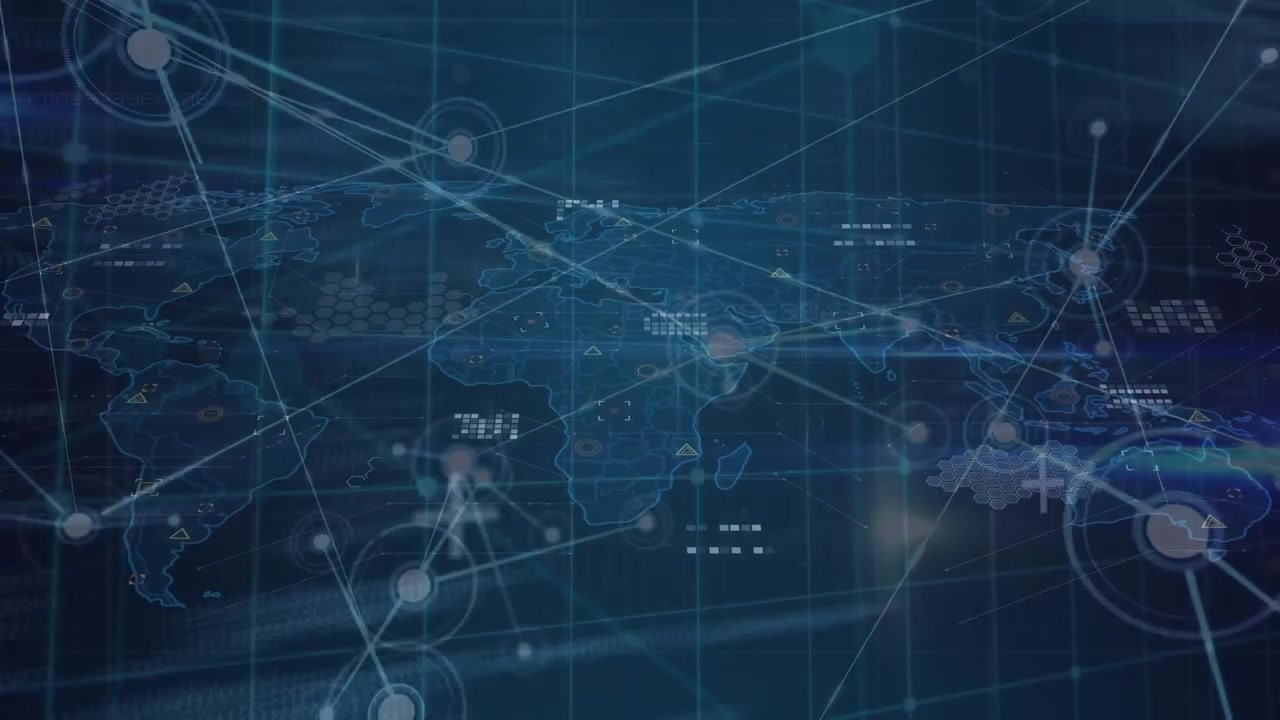 Animation of financial data processing over landscape