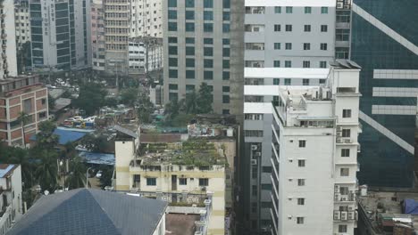 high angle view of dhaka city residential and financial buildings at sunny day