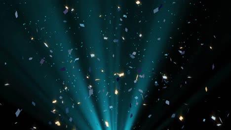 Animation-of-confetti-falling-on-black-background