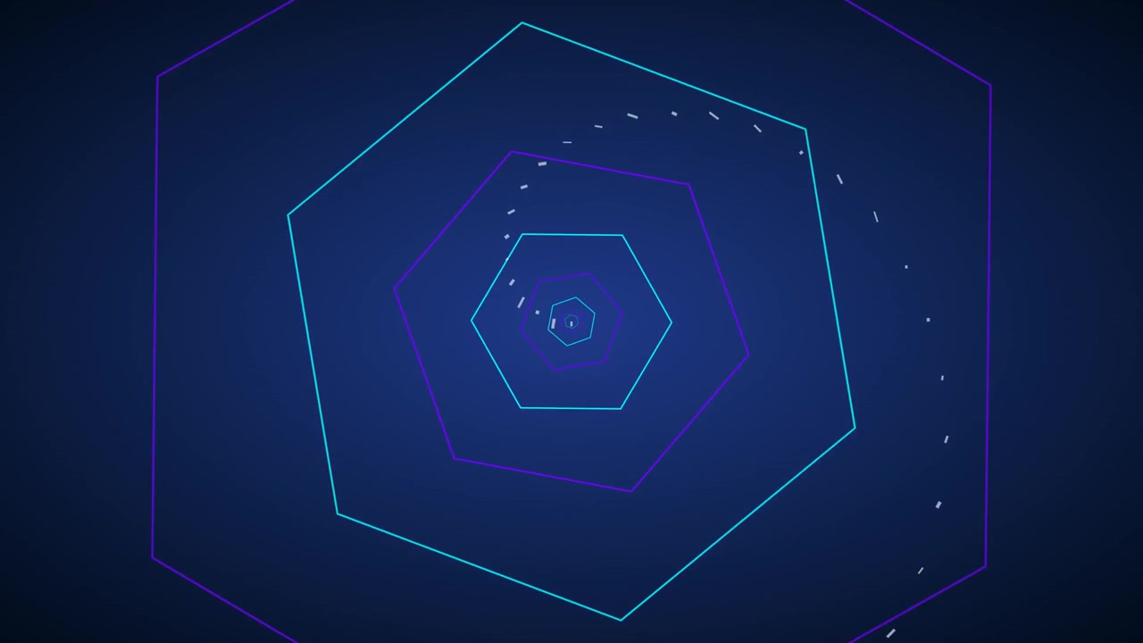 Fundo Abstrato em Movimento com Túnel Hexagonal Brilhante