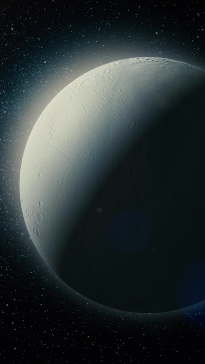 A close-up of a moon or planet in space
