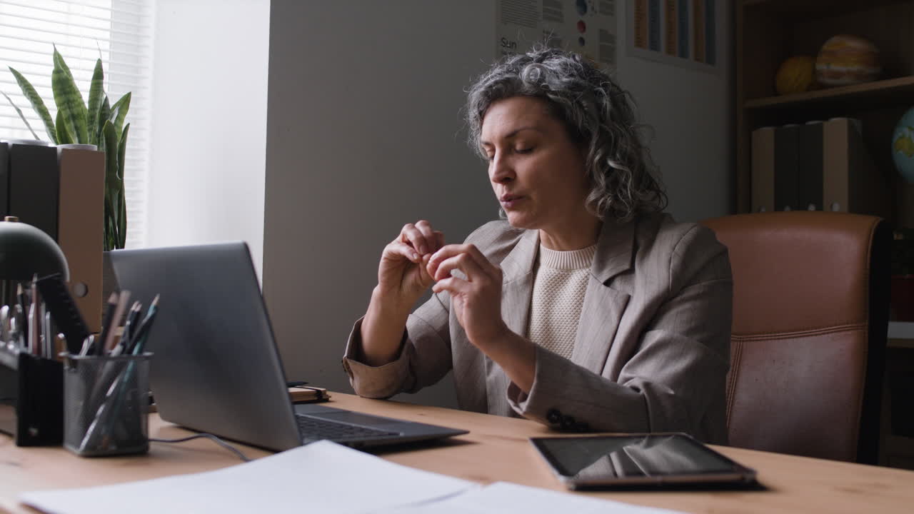 Woman in video conference