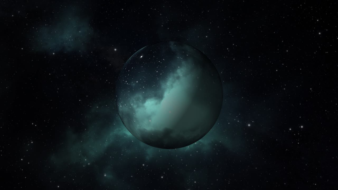 un planeta gaseoso en el medio en un espacio repleto de estrellas