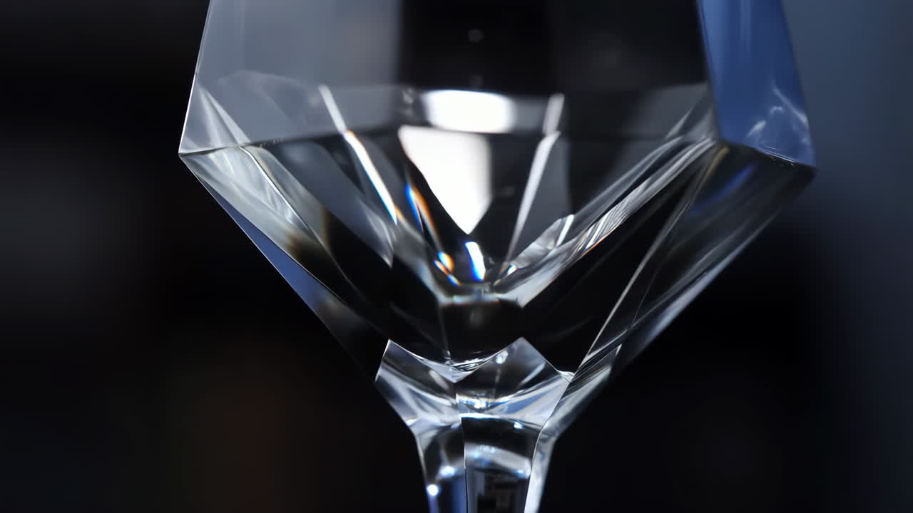 Close-up Abstract of Faceted Crystal Glass Reflecting Light