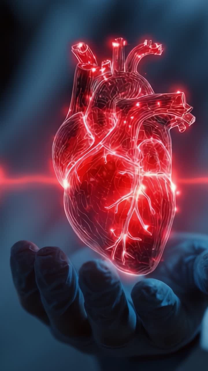A Captivating Glimpse of the Human Heart: Illuminated and Captured with Radiant Energy, Representing Life's Core and Vitality in a Stunning Visual Display
