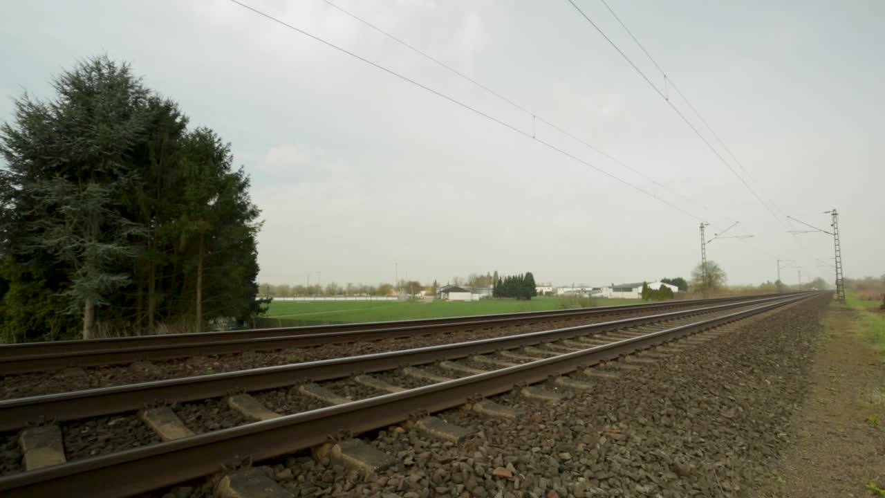 Red Freight Train on German Railway Tracks