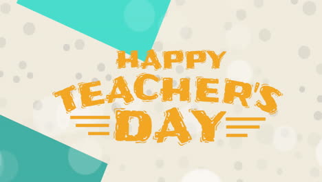 animation of happy teachers day text on patterned background