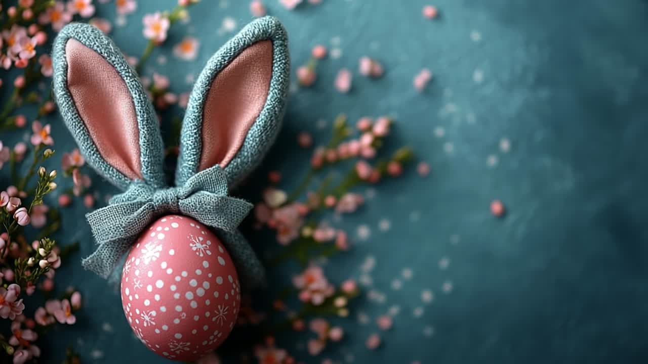 Easter Bunny Decorated Egg with Flowers