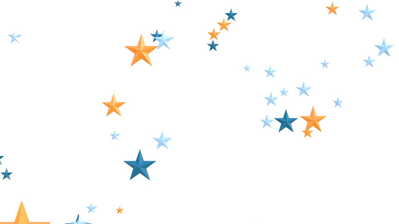 confeti en forma de estrella azul sobre un fondo blanco.