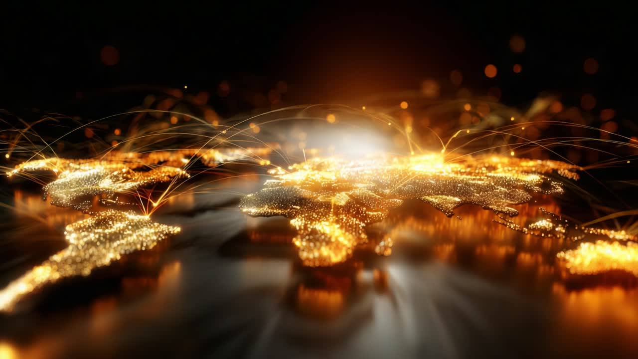 A Captivating Visualization of a Global Network Connecting Continents and Cities with Radiant Lines, Representing the Flow of Information, Trade, and Communication Across the Globe