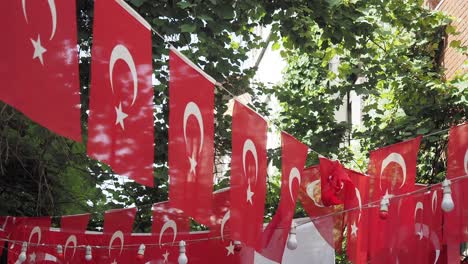 turkish flags hanging in the street