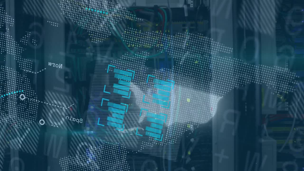 animación del procesamiento de datos financieros sobre un fondo negro