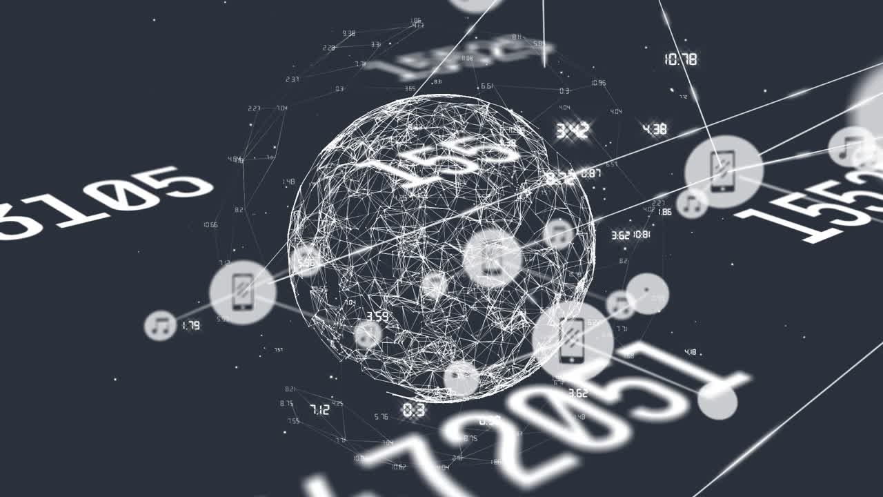 검은색 배경에 연결 네트워크와 함께 지구의 구성