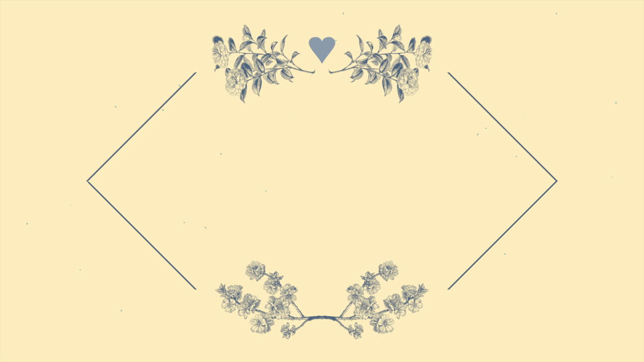 블루 레트로 꽃과 하트
