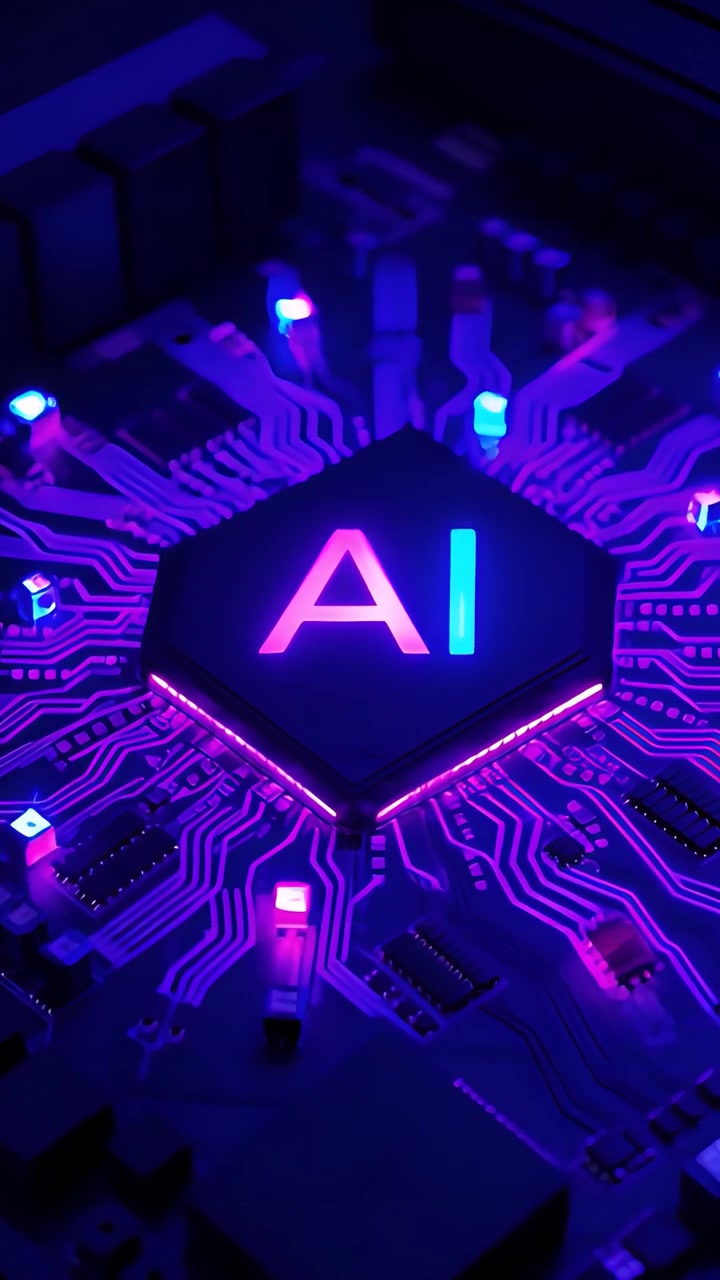 Futuristisk AI-chip moderkortsteknik bakgrund 4K