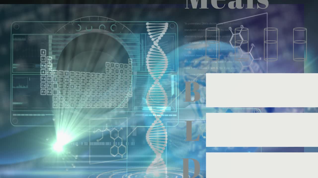 어두운 배경 위에 과학 데이터 처리의 애니메이션