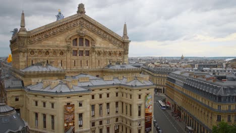 aerial view of palais garnier, famous opera house in paris, france during pandemic