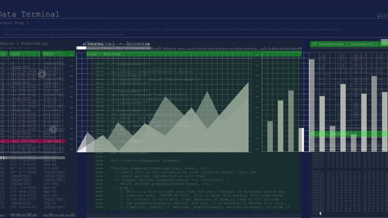 animación del procesamiento de datos digitales sobre un fondo oscuro