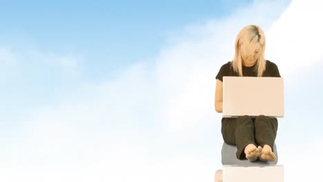 woman working on a laptop
