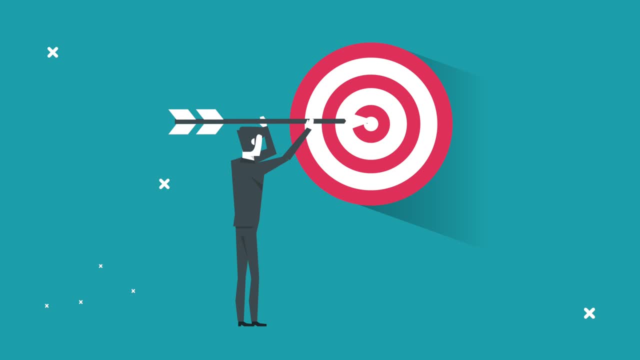 elegante hombre de negocios con flecha y blanco