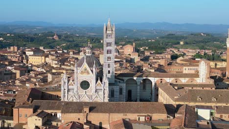 cathedral smooth aerial top view flight medieval town siena tuscany italy