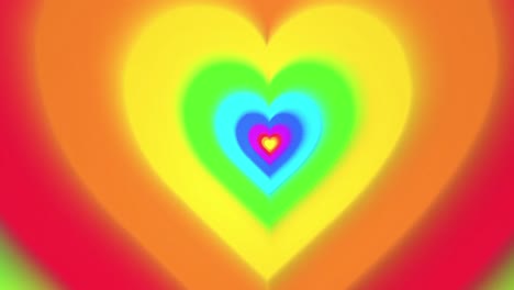 animation of digital tunnel of colourful hearts