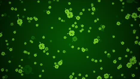 3d abstract saint patricks day shamrock background falling leaves made of hearts over green
