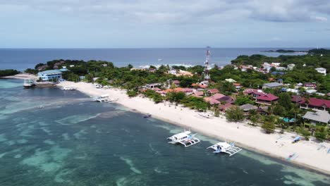 Drone-View-of-Bounty-Beach-On-Malapascua-Island,-Philippines