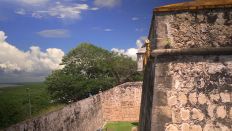 san jose el alto campeche mexico fort castel panning reveal shot side angle view