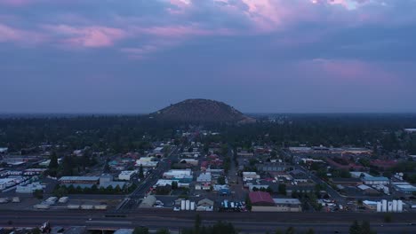 aerial view of bend, oregon at sunset
