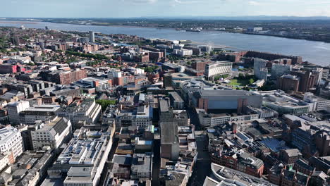 downtown aerial of liverpool uk