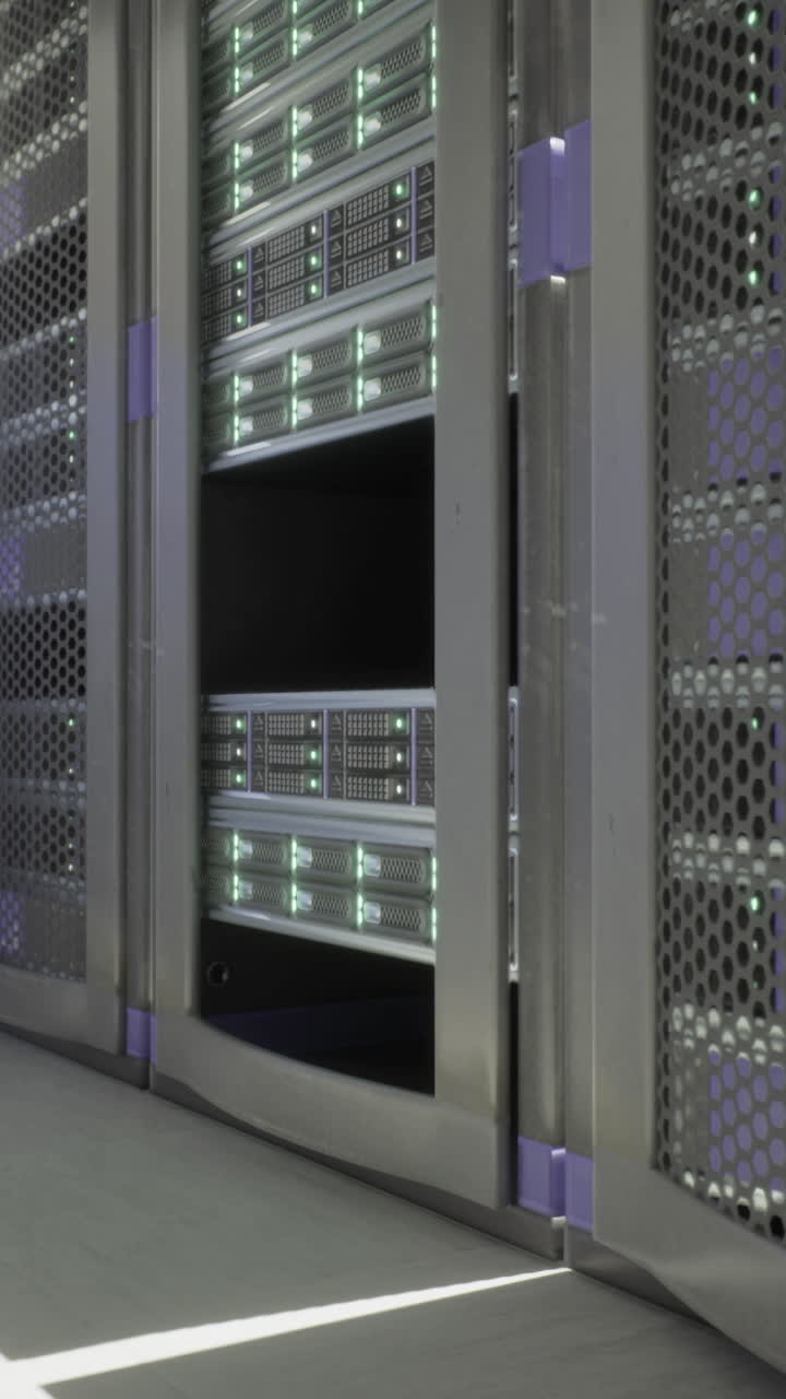 Data center equipment showcases advanced technology setup in modern workspace
