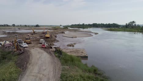 repaired levee drone shot from above