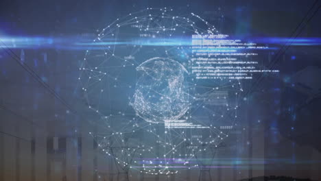animation of statistics with globe and data processing