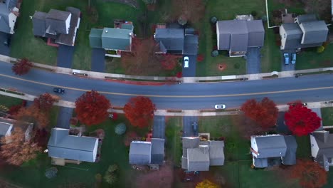 suburb street during autumn in usa