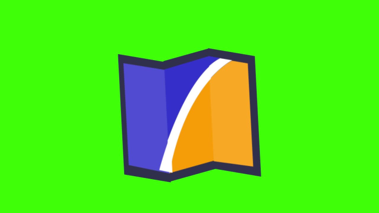 4k 녹색 화면에 고립 된 지도 아이콘의 다채로운 간단한 애니메이션