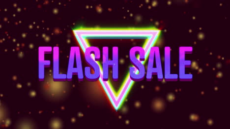 animación del texto de venta en flash sobre manchas en fondo negro
