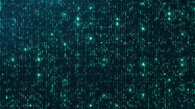 Abstract Green Digital Code Streaming Background