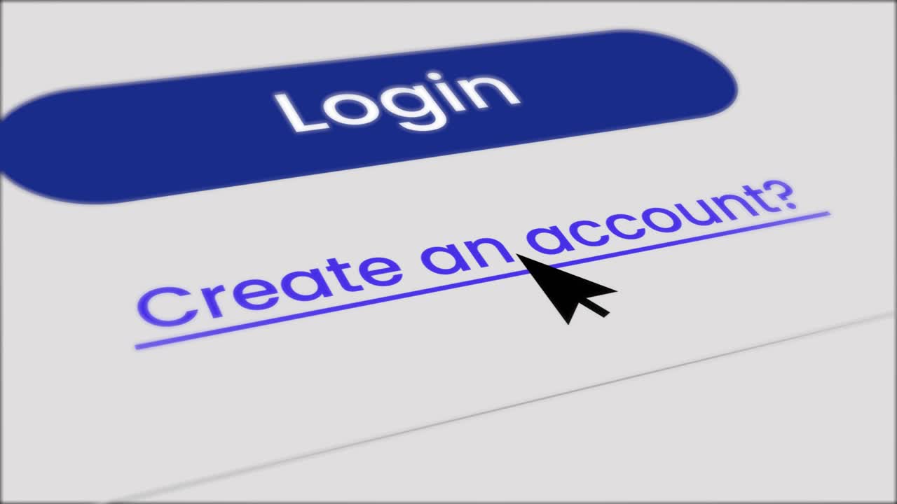 Mouse Cursor Clicking 'Create an Account' on Digital Interface