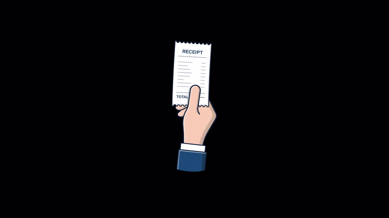 Mano animata che tiene una ricevuta di carta
