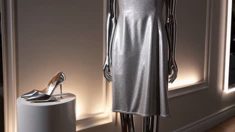 silver dress and heels display
