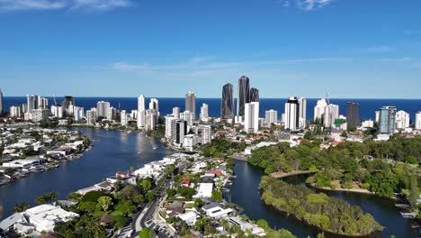 aerial view of broadbeach waters and skyline