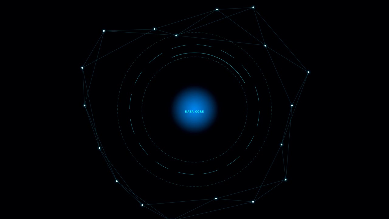 Digital Data Core Visualization with Rotating Network Nodes