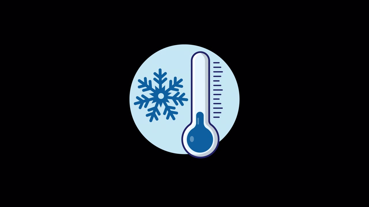 Animated Icon of Cold Temperature and Snowflake