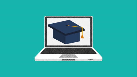 education online with laptop and graduation hat