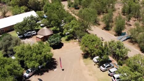 mountain bike event drone fly over an establishment